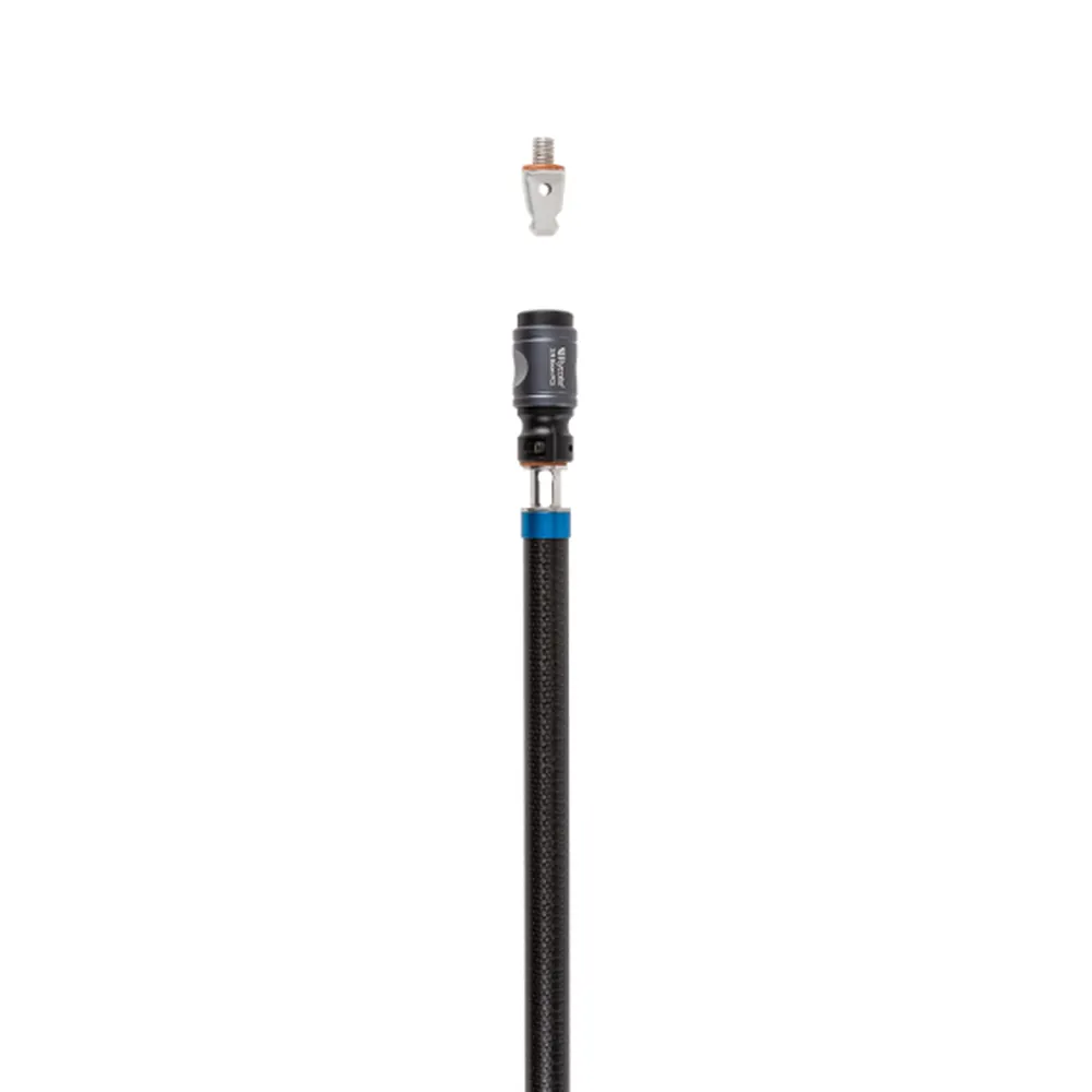 Rycote PCS-Boom Connector: The connector on a boom pole with the tip above it.