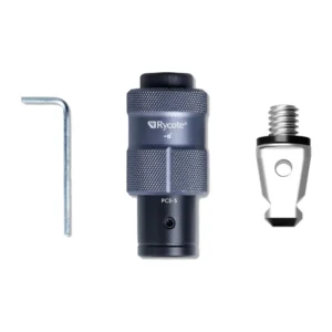 Rycote PCS Spigot, the quick-release socket shown with its hex key and 3/8 inch tip side by side.