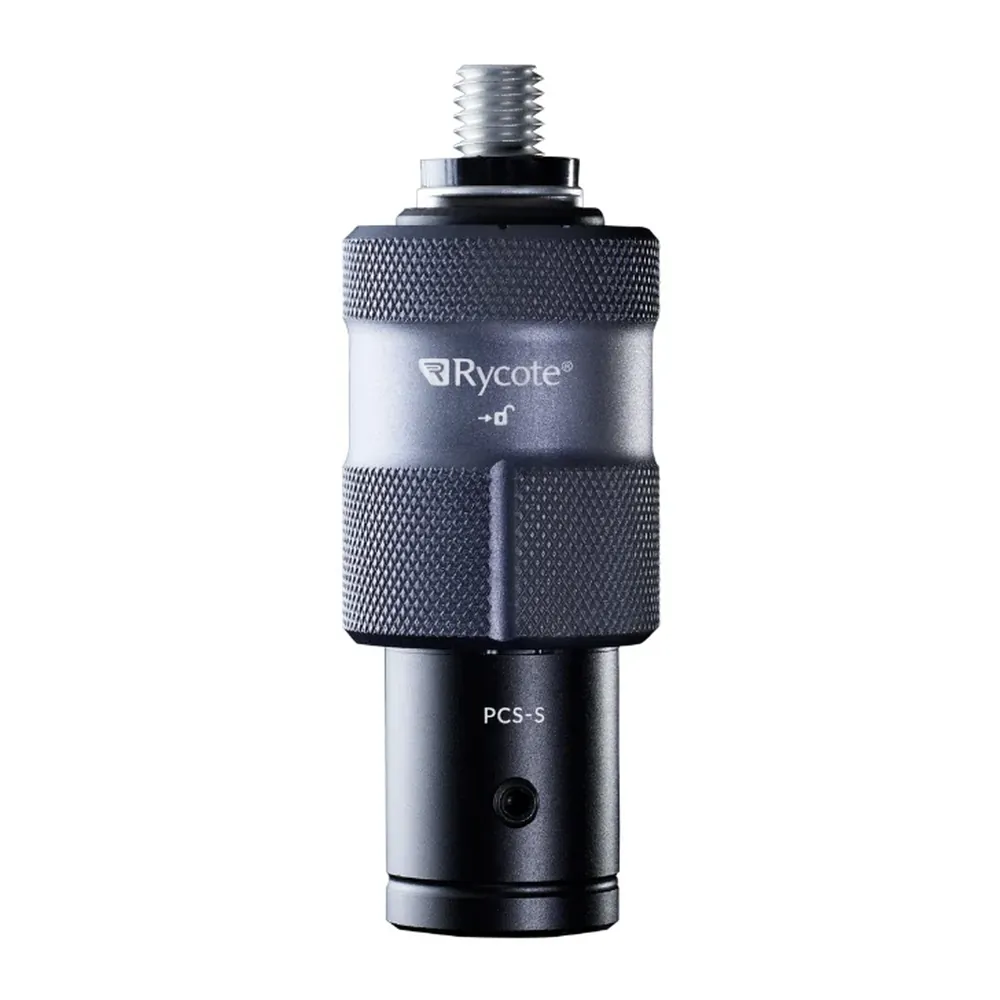 Rycote PCS Spigot standing upright, showing its knurled locking collar and the socket at the top.
