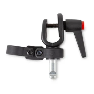 Rycote Cyclone Adaptor for PCS-Boom Connector, a black adapter with a silver built-in PCS tip and a red-tipped lever.