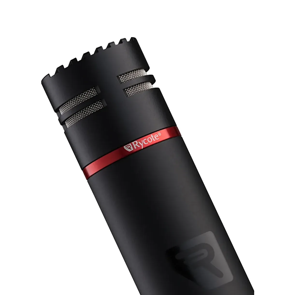 Rycote CA-08 Compact Cardioid Condenser Microphone: Close-up of the CA-08's capsule grille and Rycote ring.