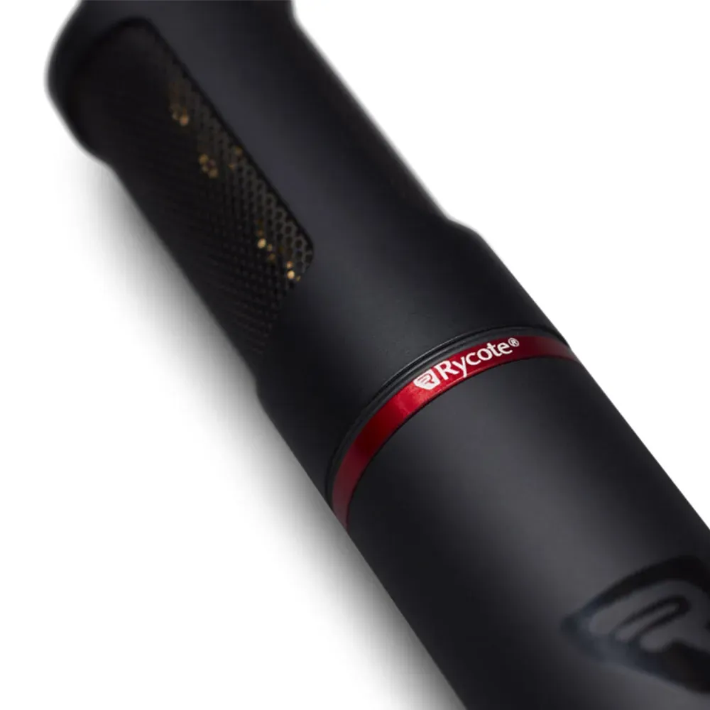 Rycote BD-10 Bidirectional Pencil Condenser Microphone: Close-up of the BD-10's grille slots and Rycote ring.