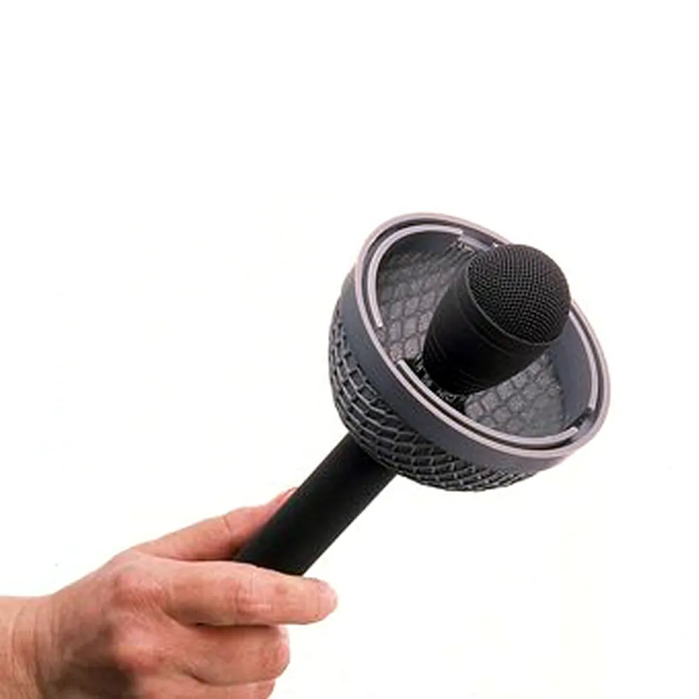 Rycote BBG Windshield for Short Microphones: A hand-held mic fitted with one half of the BBG.