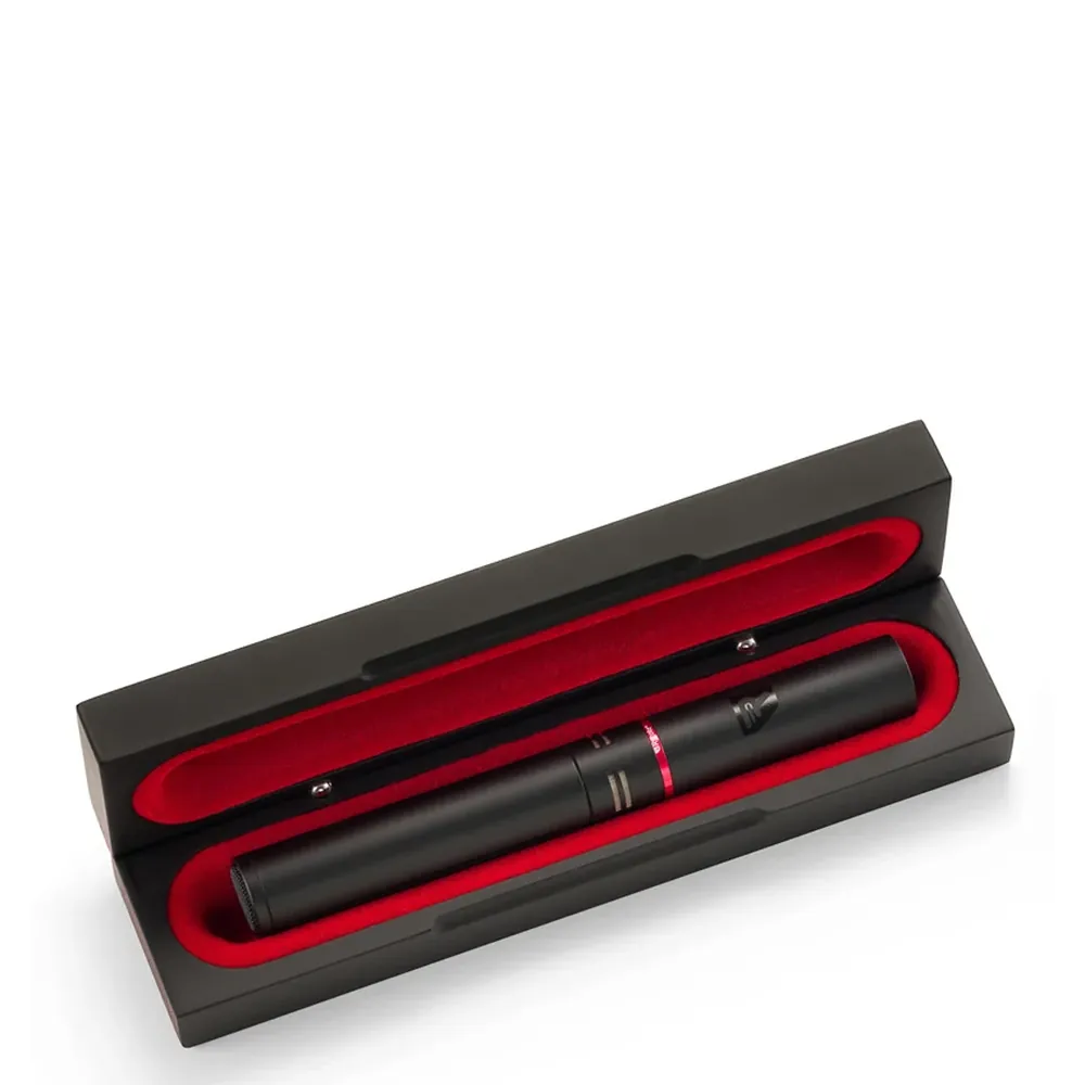 Rycote HC-15 Short Shotgun Microphone, the HC-15 in its open black case with red lining.