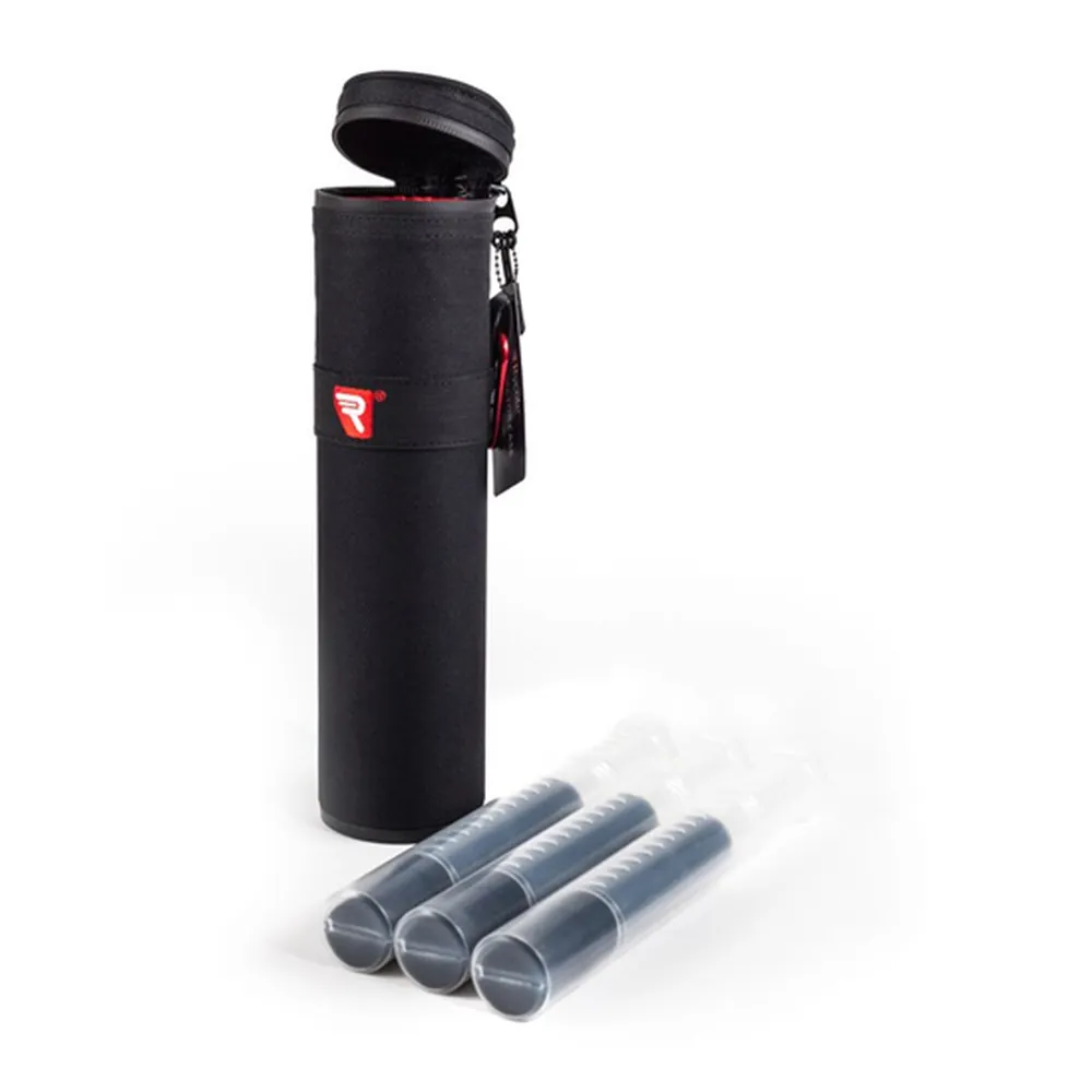 Rycote Mic Protector Case: The case with three mic tubes beside it.