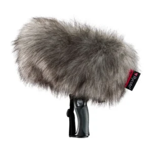 Rycote Nano-Shield Windshield Kit: Nano-Shield with its Windjammer fitted, on the pistol grip.
