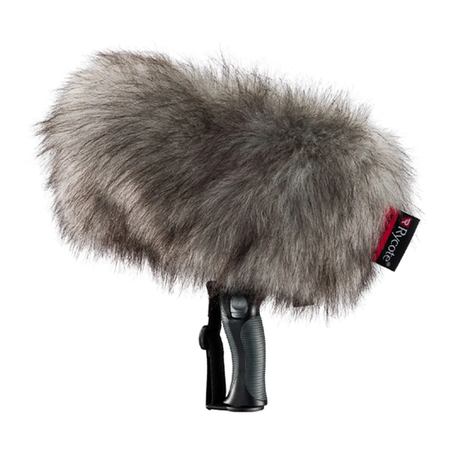 Rycote Nano-Shield Windshield Kit: Nano-Shield with its Windjammer fitted, on the pistol grip.