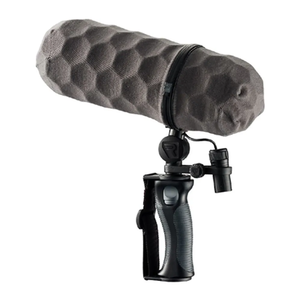 Rycote Nano-Shield Windshield Kit: The basket with its 3D-Tex cover on the pistol grip.