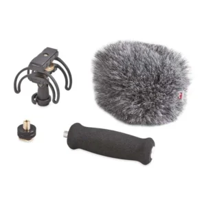 Rycote Portable Recorder Audio Kit for Handheld Recorders: Kit contents: Lyre suspension, Mini Windjammer, soft-grip handle, and adapters.