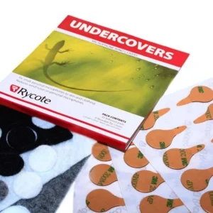 Rycote Undercovers Fabric Discs for Lavalier Mics: An Undercovers pack with sheets of fabric discs and Stickies.