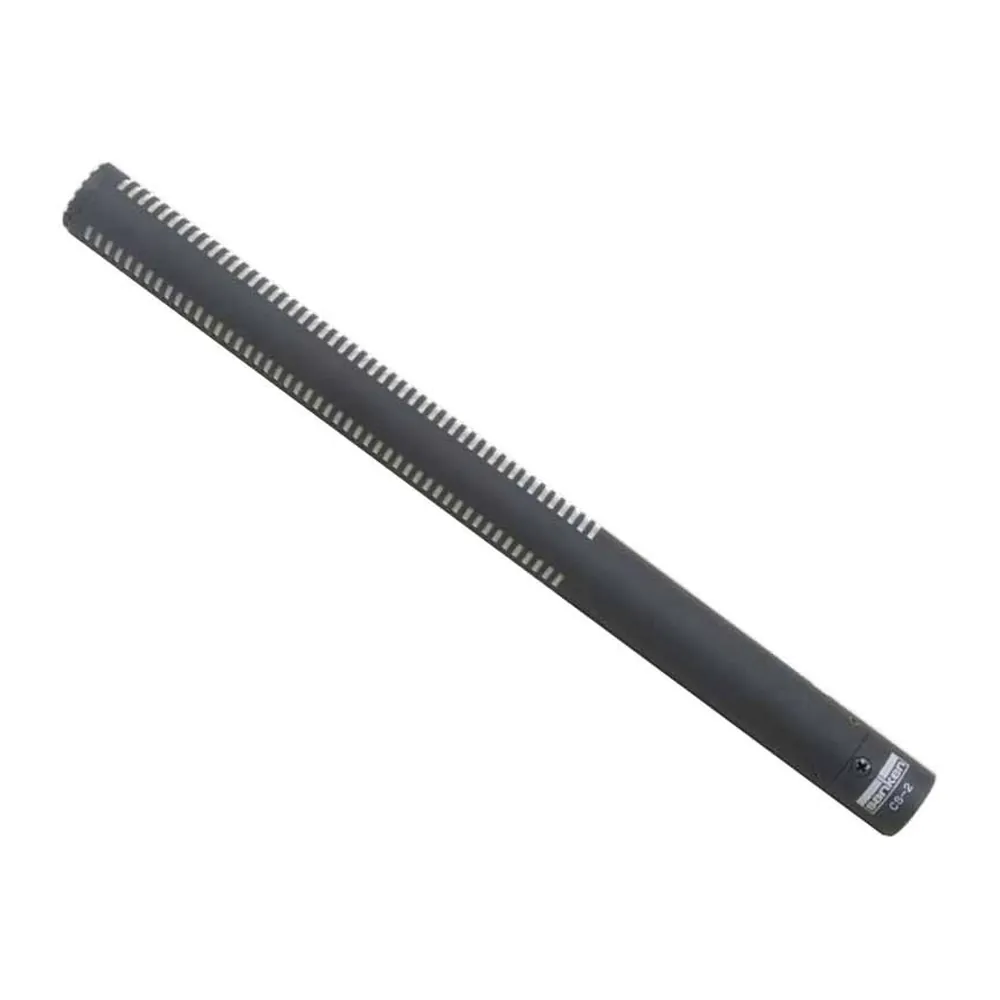 Sanken CS-2 Mono Shotgun Microphone: The mic at an angle, its XLR end down.