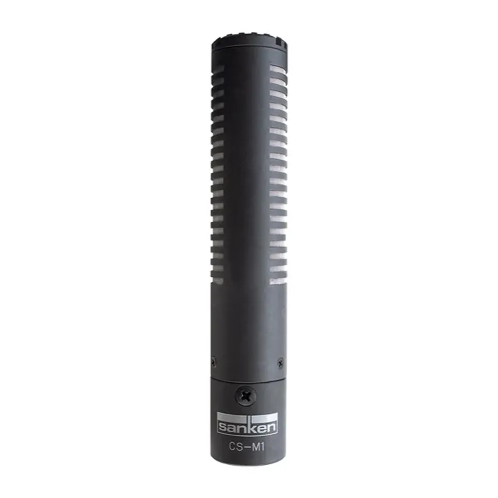 Sanken CS-M1 Short Super Cardioid Shotgun Microphone: The mic standing upright, its XLR end down.