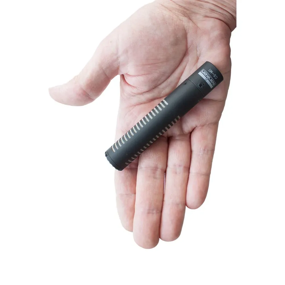Sanken CS-M1 Short Super Cardioid Shotgun Microphone: The mic held in an open hand for scale.