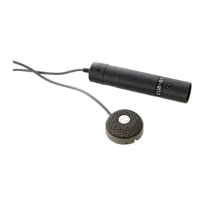 Sanken CUB-01 Cardioid Miniature Boundary Microphone (Gray): The gray boundary mic on its cable with the phantom power interface and XLR connector.