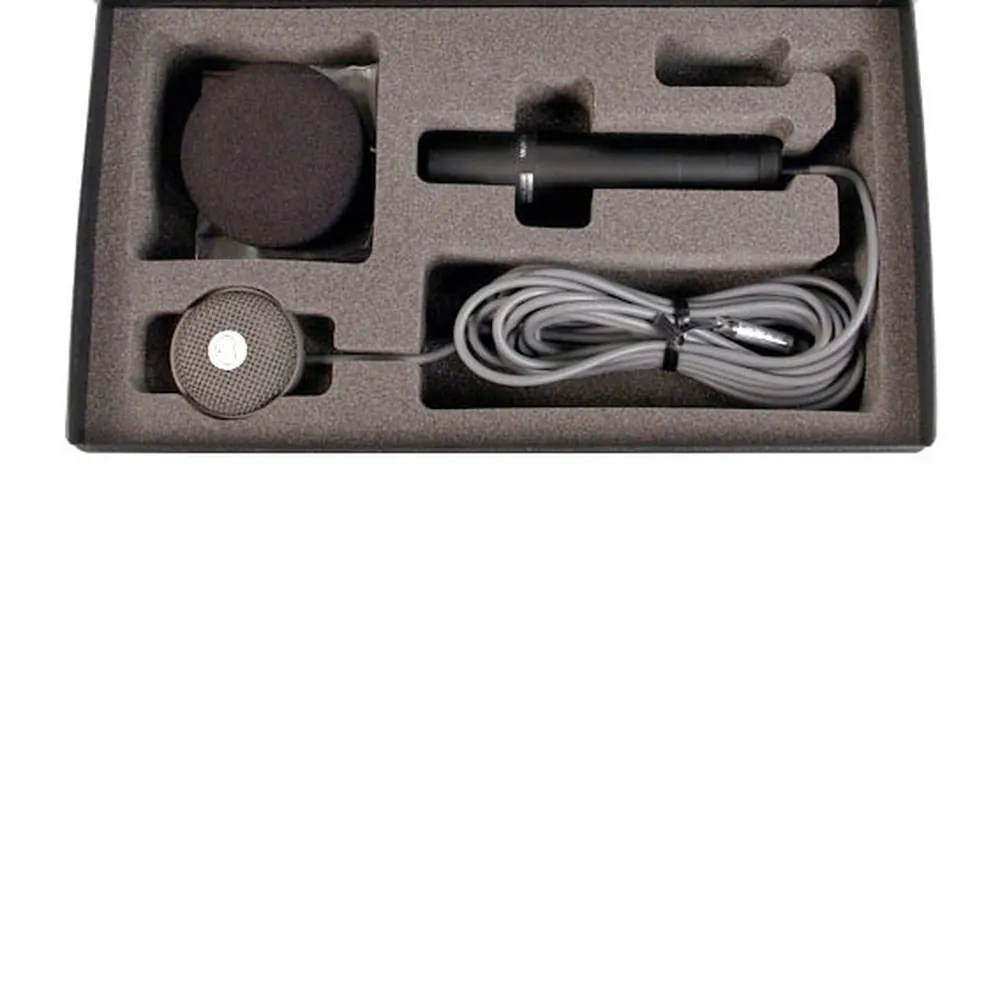 Sanken CUB-01 Cardioid Miniature Boundary Microphone (Gray): The mic, interface, and windscreen in the case.