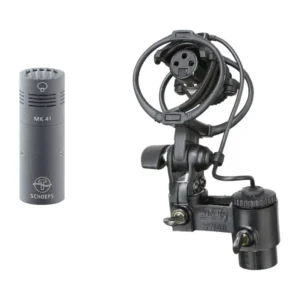 Schoeps E-OSIX Mic Sets with Cinela Suspension: A Schoeps CMC 1 U with MK 41 capsule beside a Cinela E-OSIX suspension on its swivel.