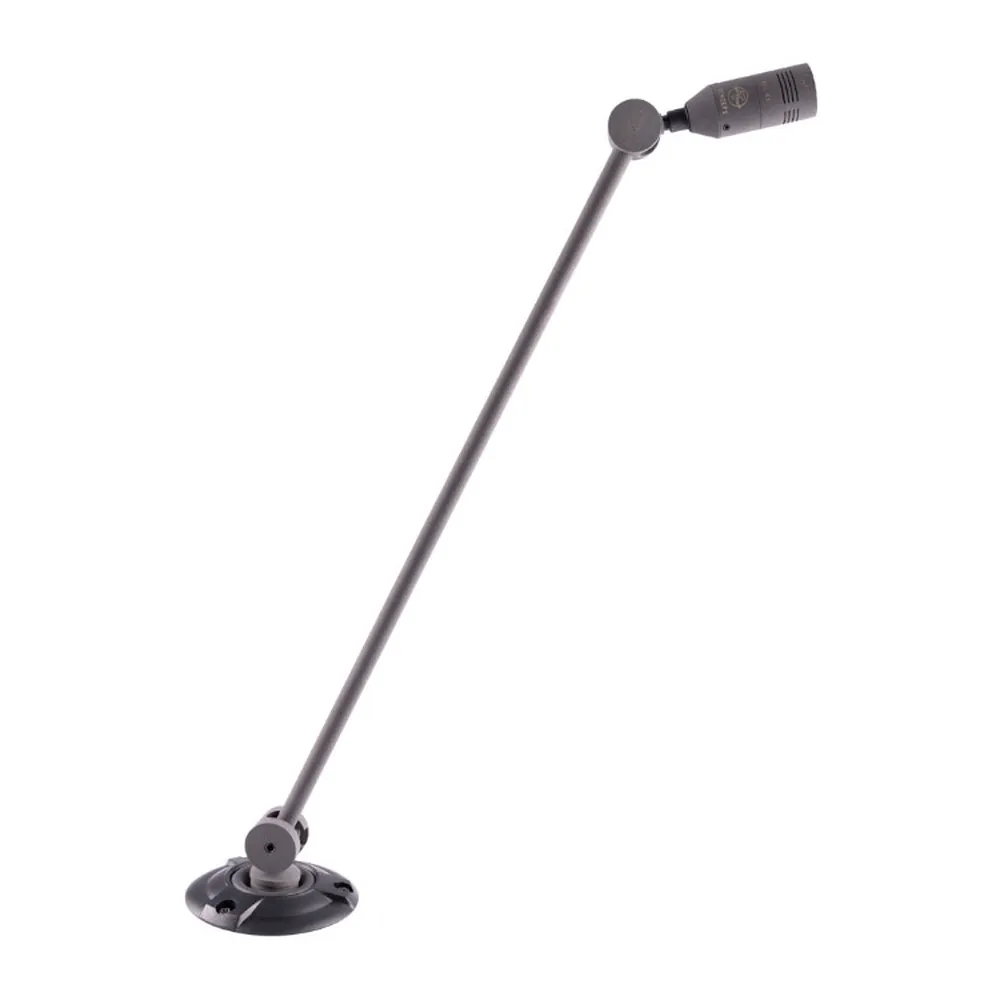 Schoeps TM GRG and TM RG Table Stands with Swivel: The tube angled forward on its base.