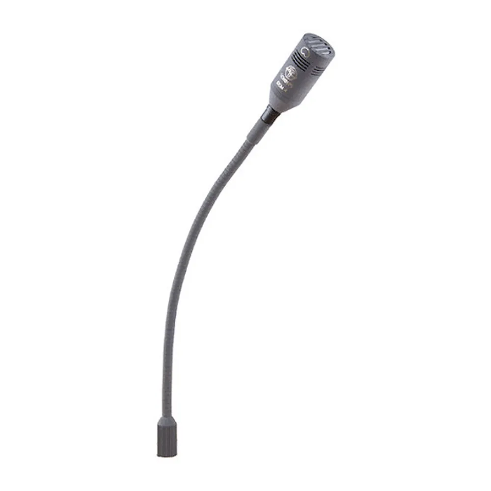 Schoeps TM S Gooseneck Table Stands: The gooseneck bent forward with a capsule at its tip.