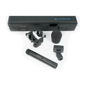 Sennheiser MKH 50 P48 Condenser Microphone: The MKH 50 P48 with its case, MZS 40 shock mount, windshield, and clip.