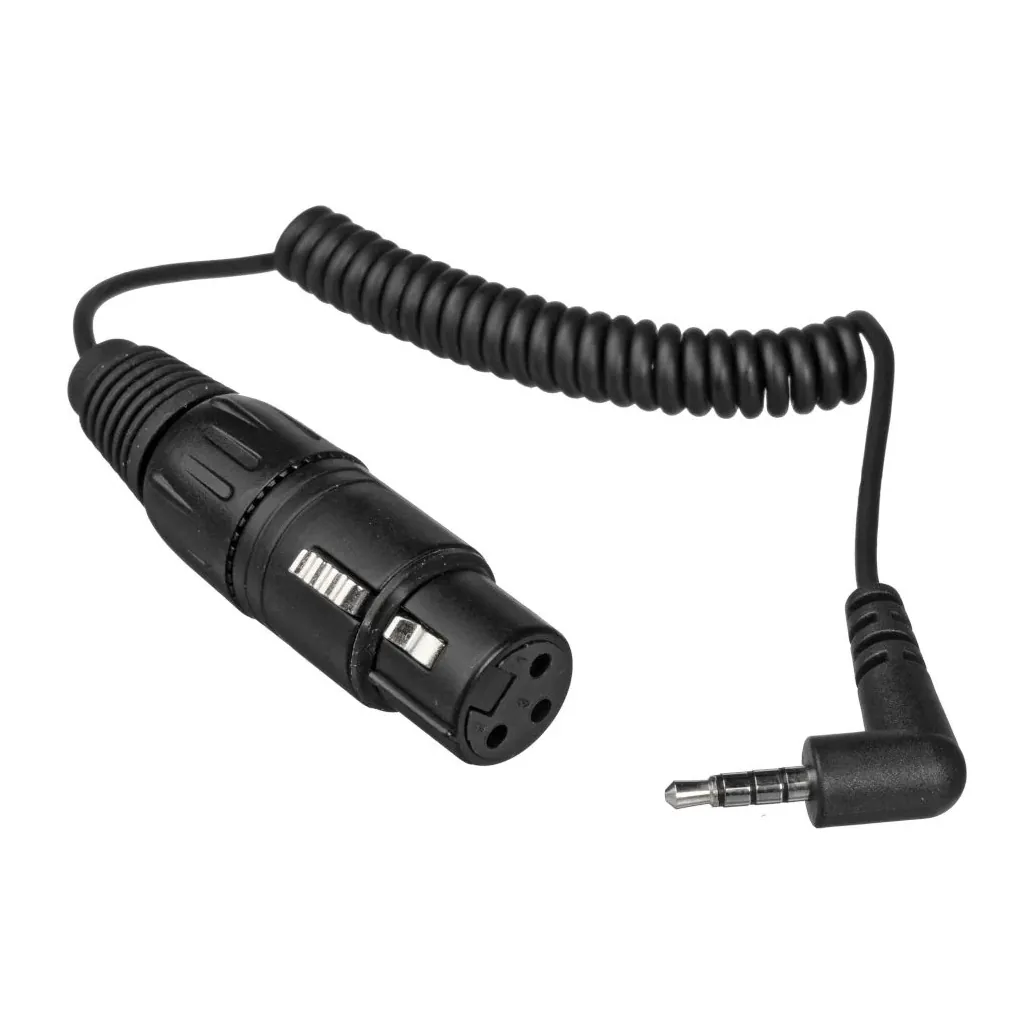 Sennheiser MKE 600 Shotgun Microphone: The KA 600 coiled cable with its XLR and 3.5 mm connectors.