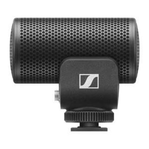 Sennheiser MKE 200 Compact On-Camera Microphone: The MKE 200 at an angle, on its cold shoe mount.