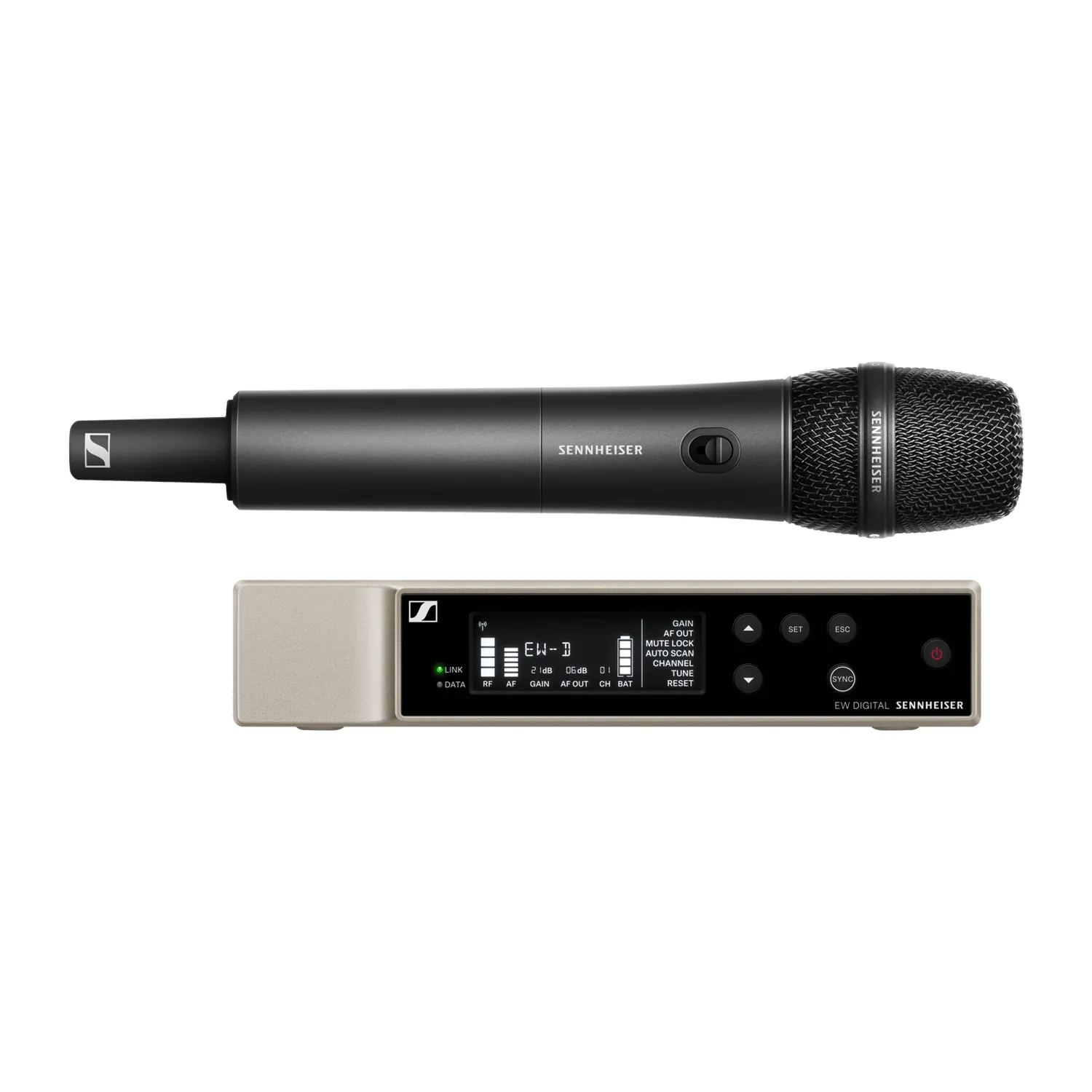 Sennheiser EW-D 835-S SET Digital Wireless Handheld Set: The EW-D EM receiver and the SKM-S handheld with the MMD 835 capsule.