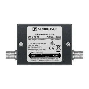 Sennheiser EW-D AB Inline Antenna Booster: The EW-D AB antenna booster from the front, with its BNC connectors.