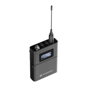 Sennheiser EW-DX SK Bodypack Transmitter: The EW-DX SK 3-pin version at an angle, showing its locking input.