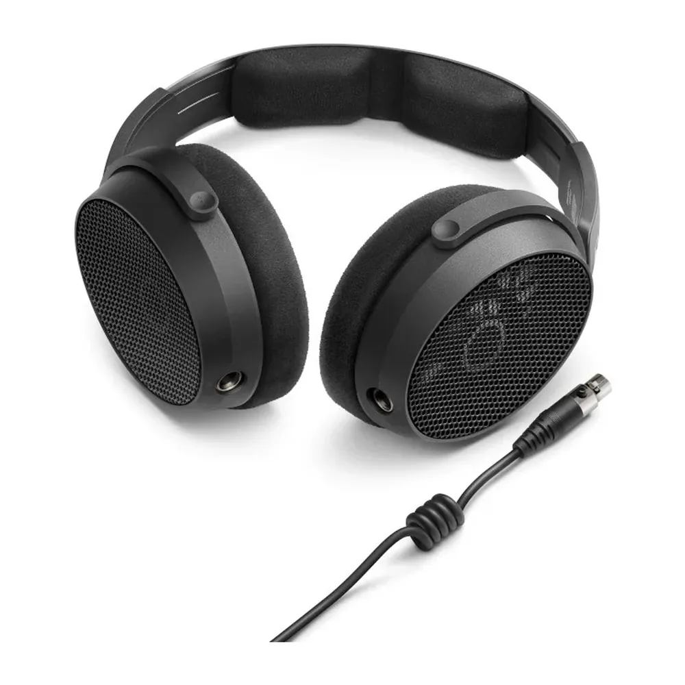 Sennheiser HD 490 PRO Open-Back Reference Headphones: The HD 490 PRO lying flat, with its coiled cable.