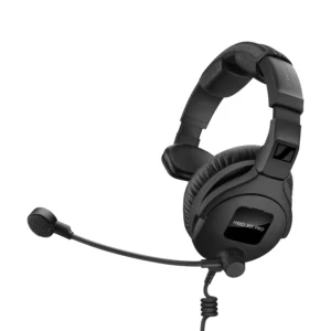 Sennheiser HMD 300 PRO Series Broadcast Headsets: The HMD 301 PRO at an angle, its boom mic in front.