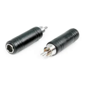 Remote Audio APP06 Phono (RCA) Jack to 3.5mm TS Plug: The adapter's RCA jack and 3.5 mm TS plug ends.