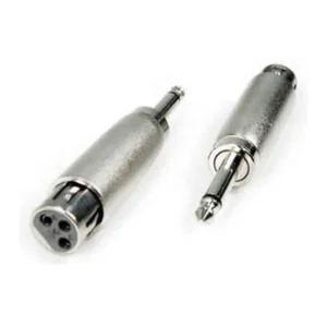 Remote Audio APP15 XLR3F to 1/4 in TS Plug: The adapter's XLR3F and 1/4 in TS plug ends.