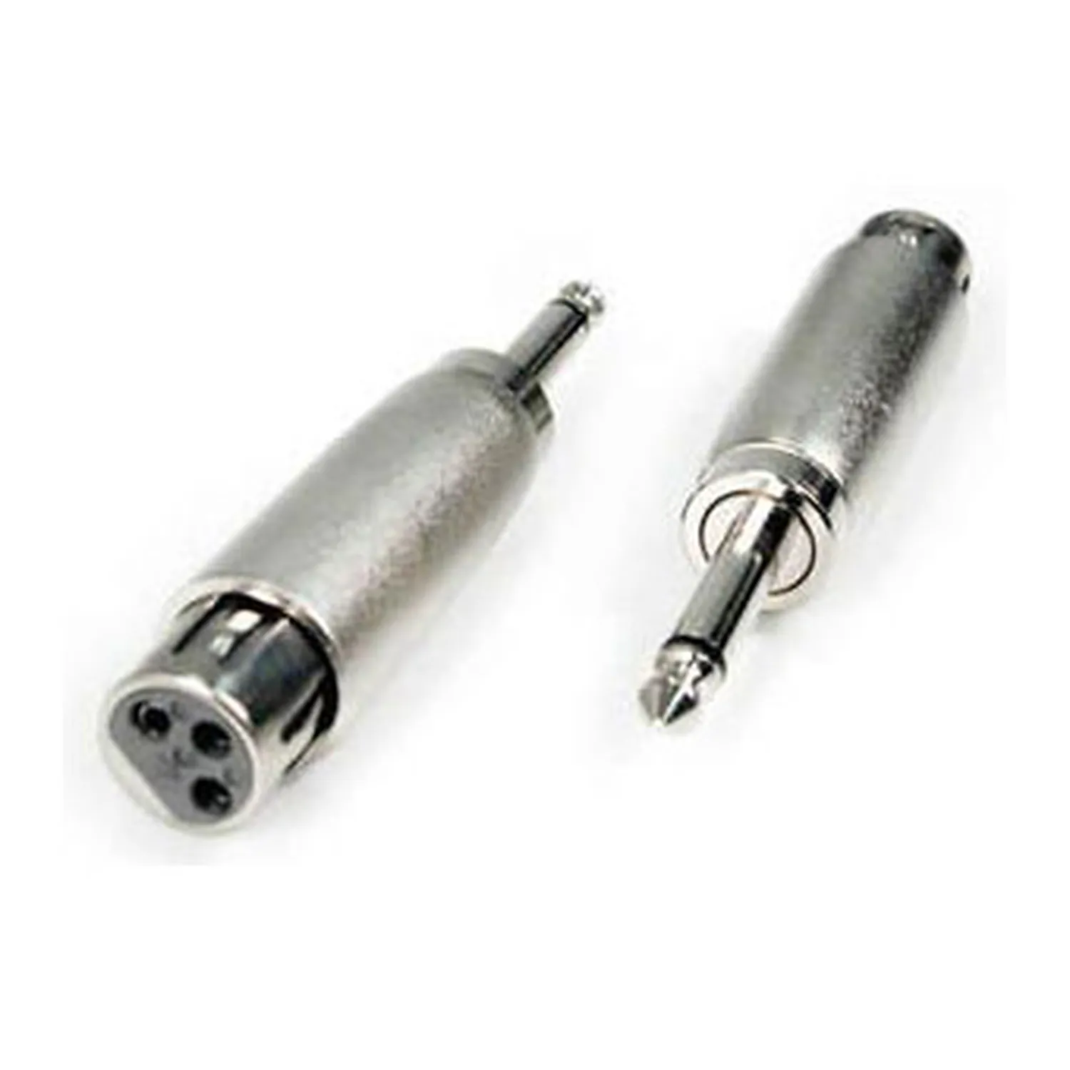Remote Audio APP15 XLR3F to 1/4 in TS Plug: The adapter's XLR3F and 1/4 in TS plug ends.