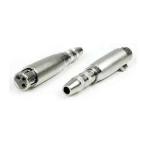 Remote Audio APP16 XLR3F to 1/4 in TS Jack: The adapter's XLR3F and 1/4 in TS jack ends.