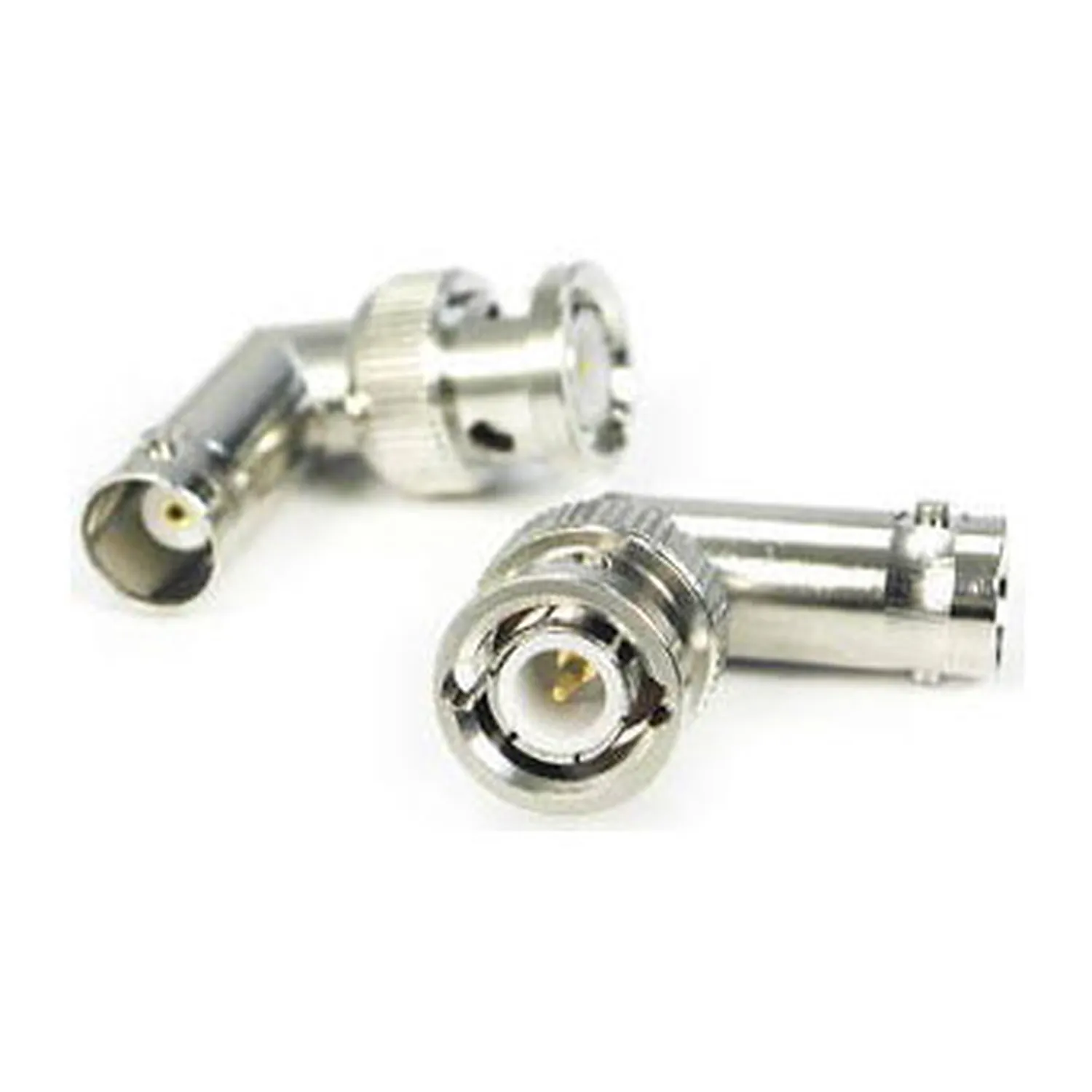 Remote Audio APP22 BNC Jack to BNC Plug Right-Angle Adapter: The right-angle BNC adapter from two sides.