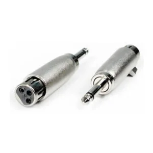 Remote Audio APP28 XLR3F to 1/4 in TRS Plug: The adapter's XLR3F and 1/4 in TRS plug ends.