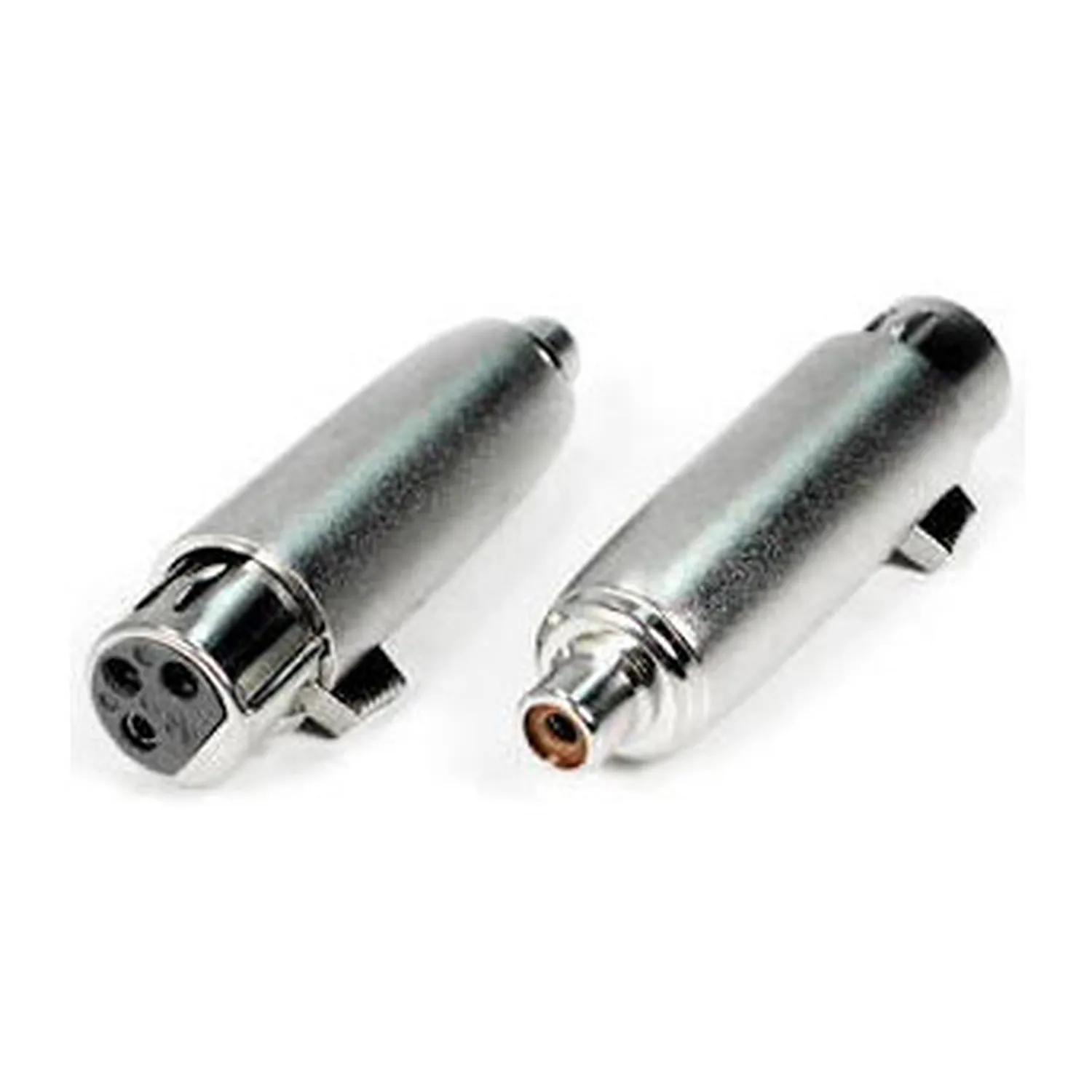 Remote Audio APP30 XLR3F to Phono (RCA) Jack: The adapter's XLR3F and RCA jack ends.