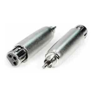 Remote Audio APP31 XLR3F to Phono (RCA) Plug: The adapter's XLR3F and RCA plug ends.