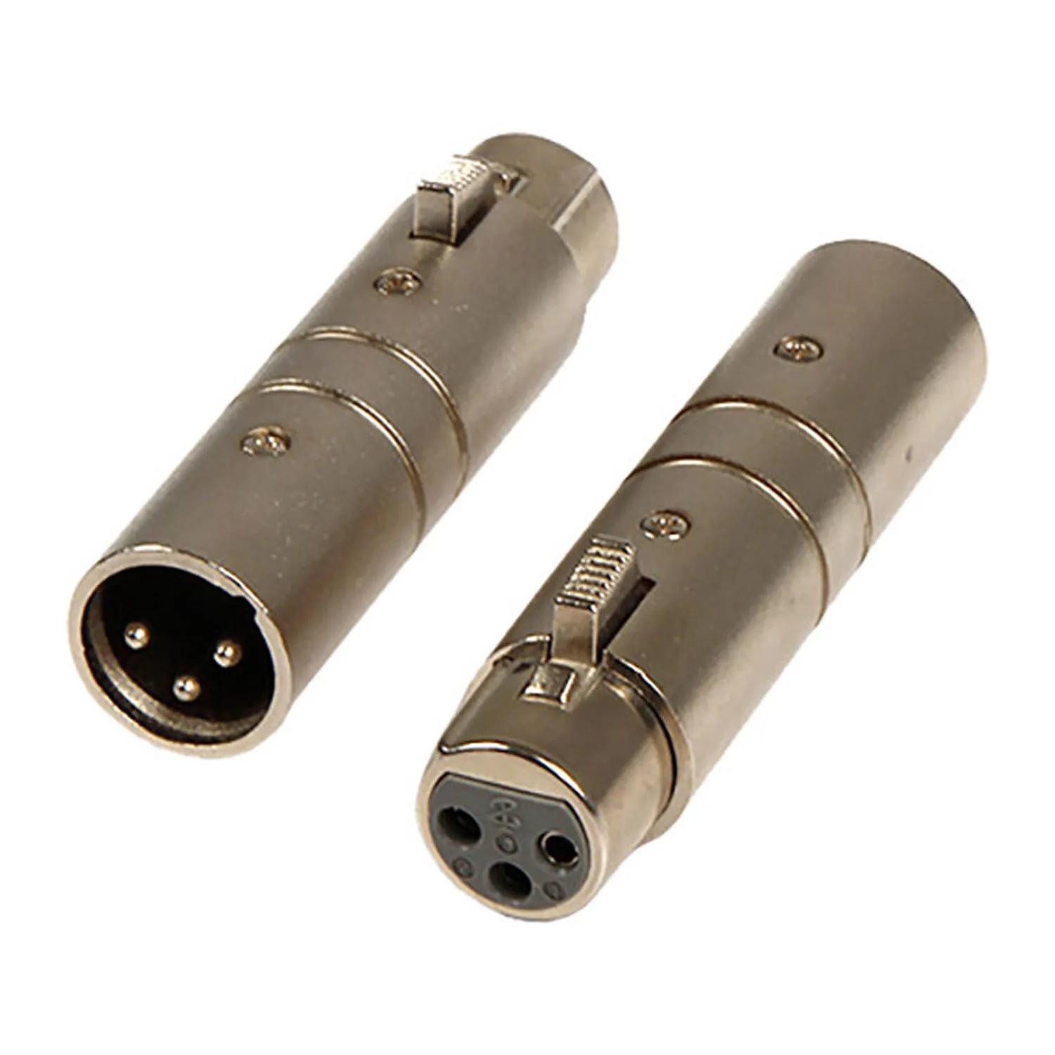 Remote Audio APP37P Phase-Inverted XLR3F to XLR3M Adapter: An XLR3F to XLR3M barrel adapter shown from both ends.