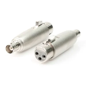 Remote Audio APP40 XLR3F to BNC Jack: The adapter's XLR3F and BNC jack ends.
