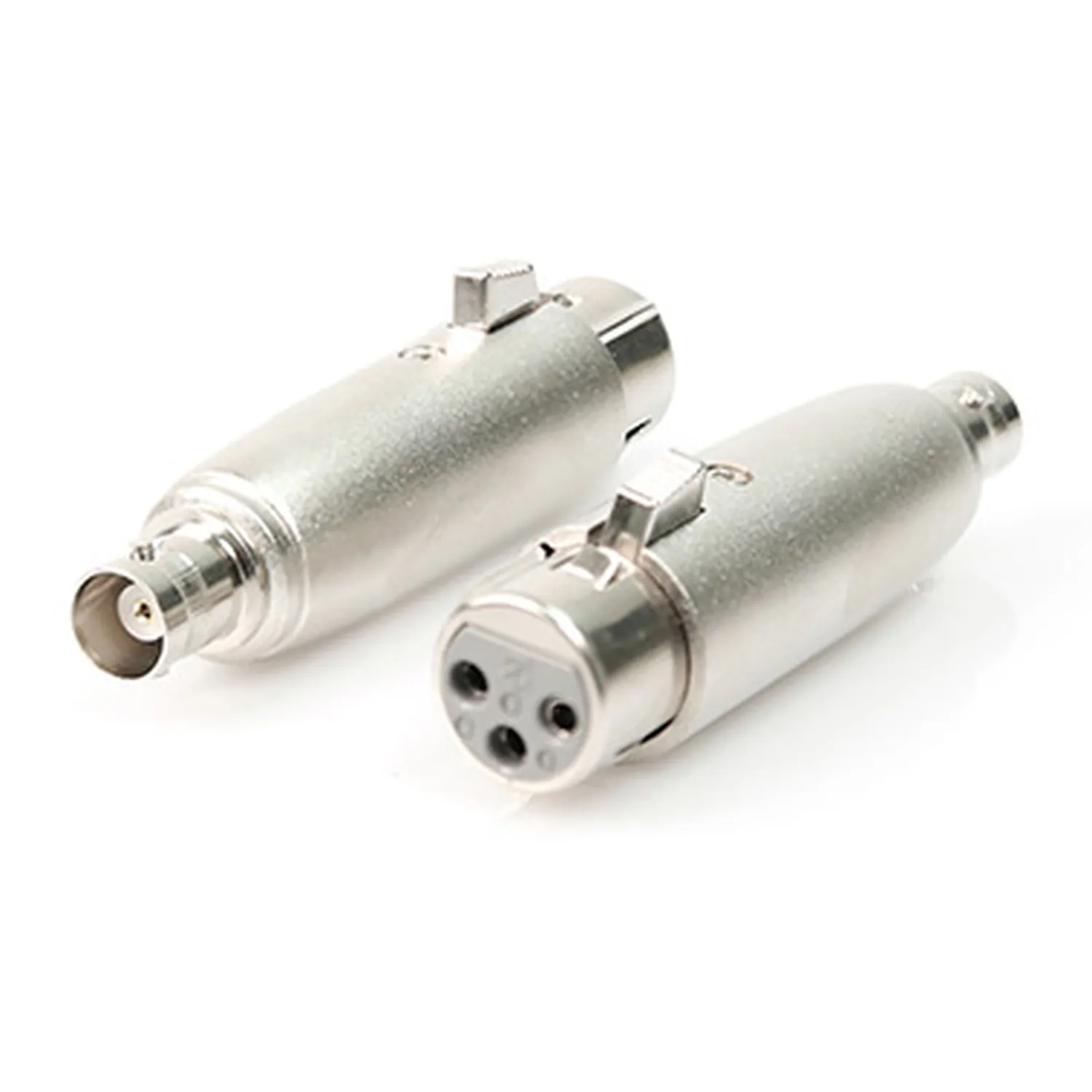 Remote Audio APP40 XLR3F to BNC Jack: The adapter's XLR3F and BNC jack ends.