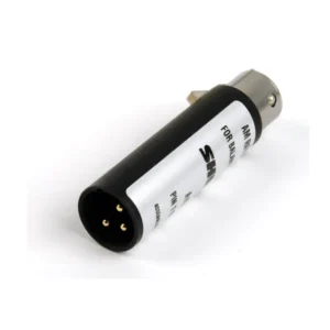 Shure A15RF RF Filter for Balanced Line: The A15RF at an angle, showing its XLR male end.