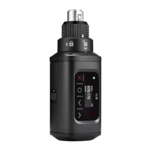 Shure AD3 Axient Digital Plug-On Transmitter (G57): The AD3 from the front, with its OLED display and controls.