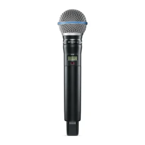 Shure ADX2 Handheld Transmitter with Mic Capsule: The ADX2 with the Beta 58A capsule and its blue band.
