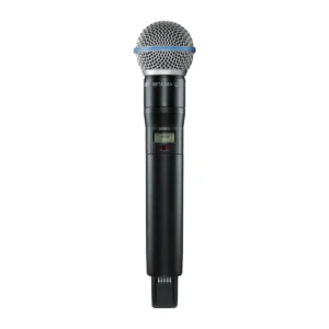 Shure ADX2FD Handheld Transmitter with Mic Capsule: The ADX2FD with the Beta 58A capsule and its blue band.