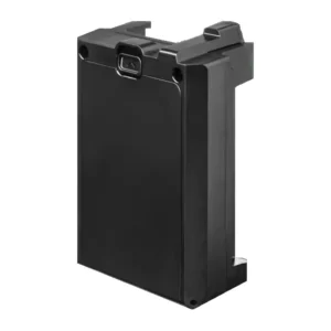 Shure ADX5BS-AA AA Battery Sled for ADX5D Receiver: The black ADX5BS-AA sled with its battery door closed.