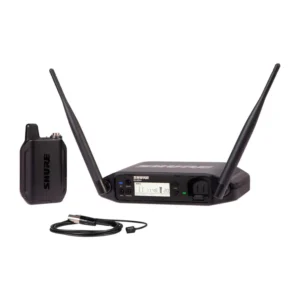 Shure GLXD14+/93 Dual-Band Digital Wireless Presenter System: The GLXD1+ bodypack, WL93 lavalier, and GLXD4+ tabletop receiver.