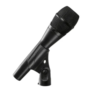 Shure KSM11 Cardioid Condenser Microphone: The KSM11 at an angle in its mic clip.