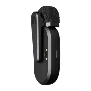 Shure MoveMic One Wireless Lavalier Microphone with Charge Case: The MoveMic from the side, showing its clip.