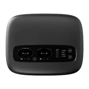 Shure MXWAPXD2 Access Point Transceiver for MXW neXt 2: The MXWAPXD2 from above, showing its charging bays and touch controls.
